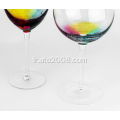 Ensemble de verre à vin coloré par pulvérisation